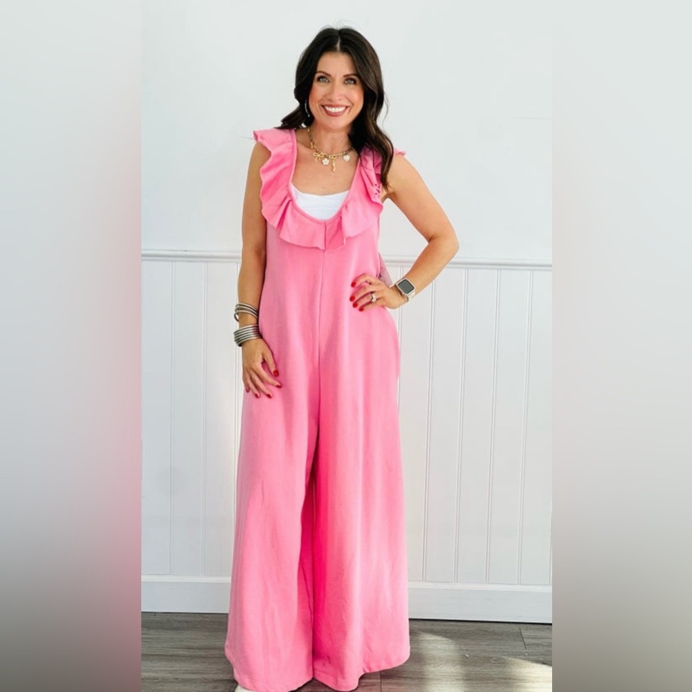 Pink Ruffle Jumpsuit - Picture 2 of 3